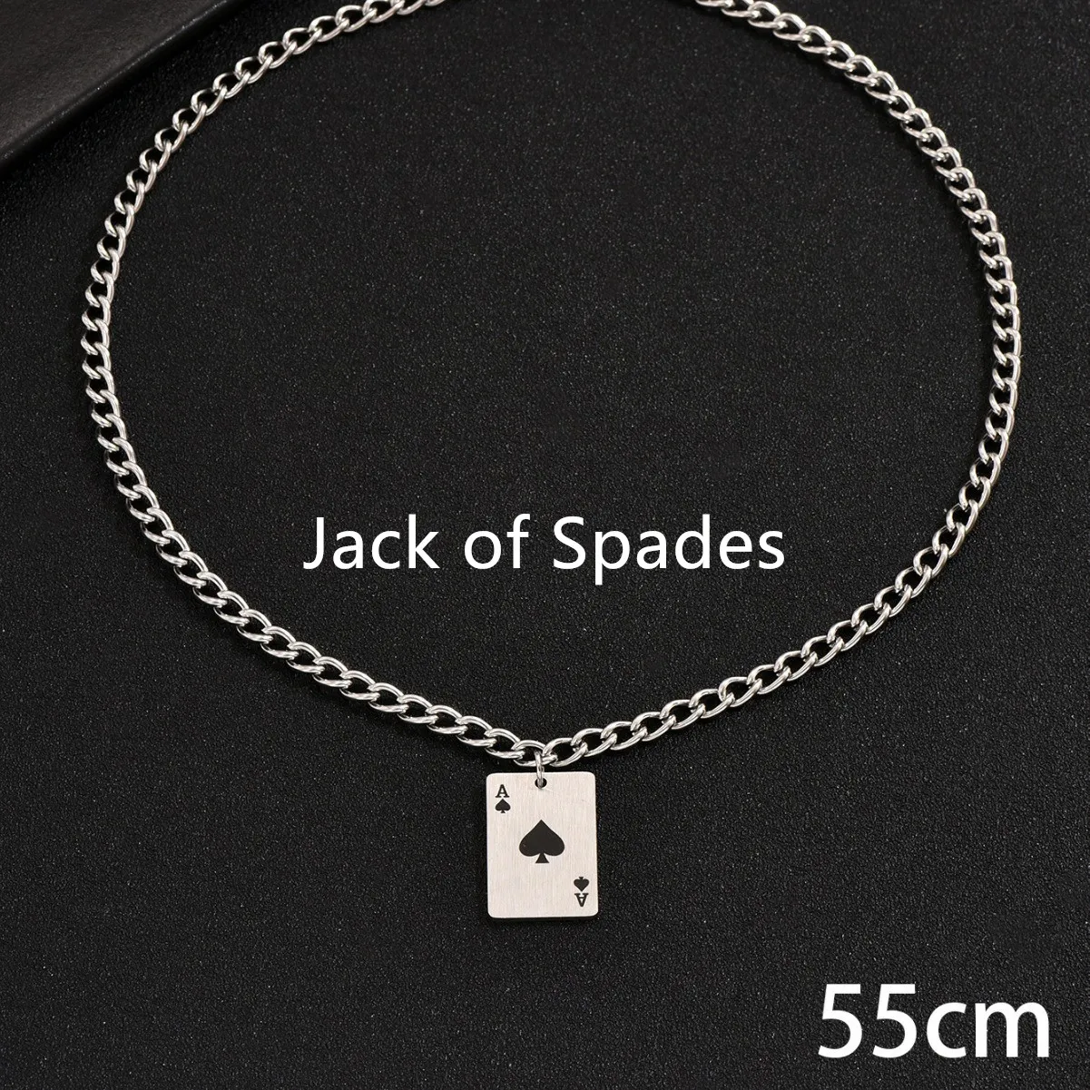 Creative Stainless Steel Poker Black Peach A Necklace For Men - Image 8