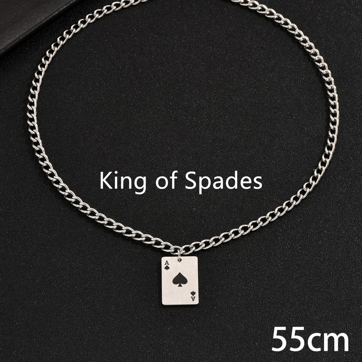 Creative Stainless Steel Poker Black Peach A Necklace For Men - Image 6