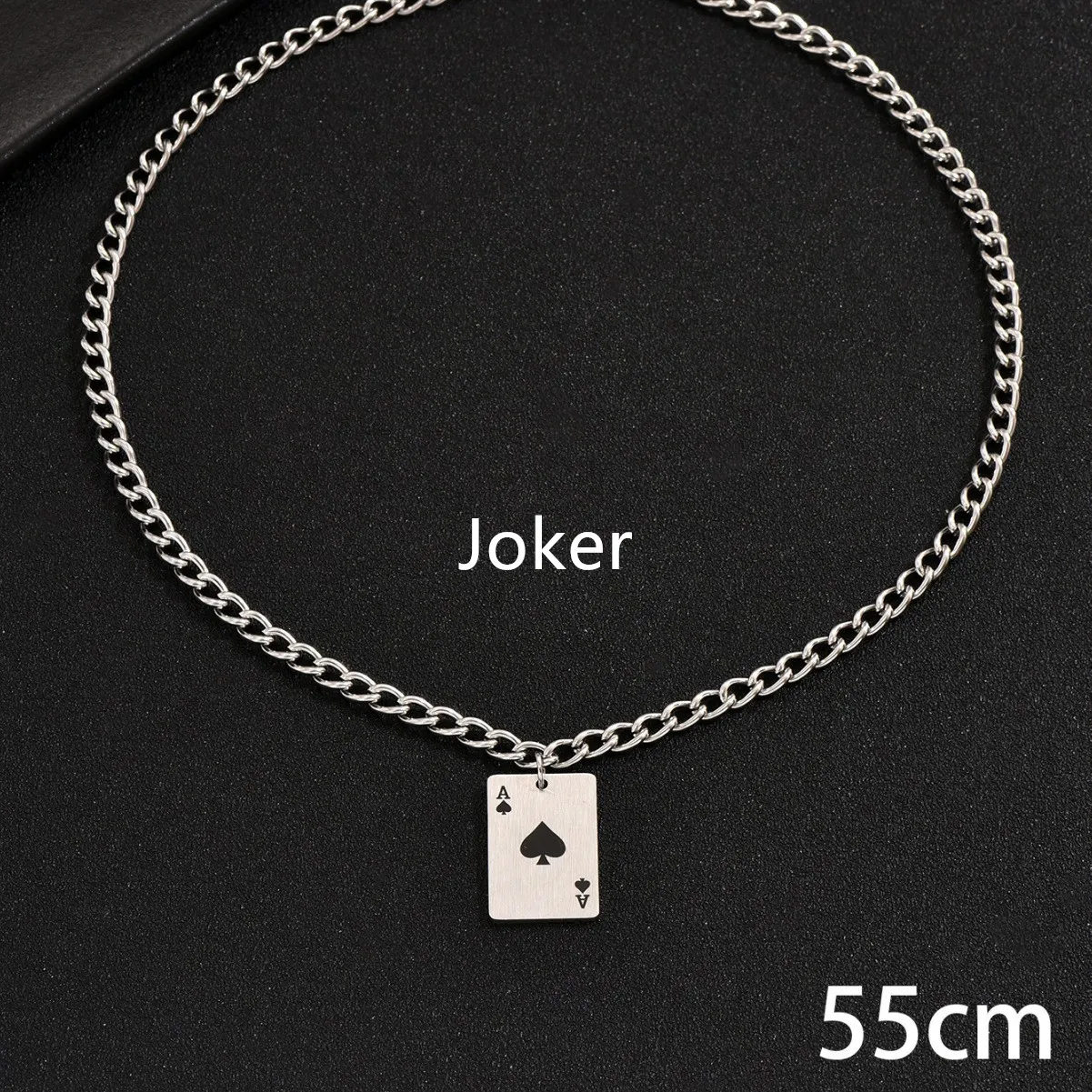 Creative Stainless Steel Poker Black Peach A Necklace For Men - Image 5