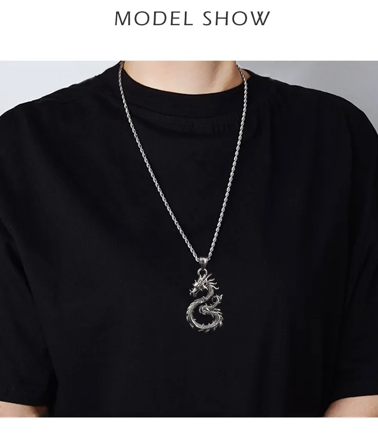 Fashion Jewelry Dragon Sword Pendant Necklace Paved Black Color Jewelry For Men Boy Christmas Gifts - Image 8